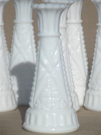 photo of vintage milk glass bud vases, huge lot of florists vases for wedding flowers, displays #15