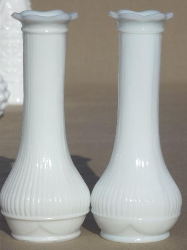 photo of vintage milk glass bud vases, huge lot of florists vases for wedding flowers, displays #16