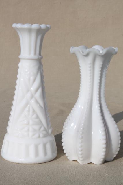 photo of vintage milk glass bud vases, huge lot of florists vases for wedding flowers, displays #11