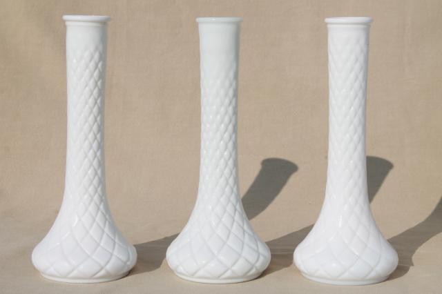 photo of vintage milk glass bud vases, huge lot of florists vases for wedding flowers, displays #12