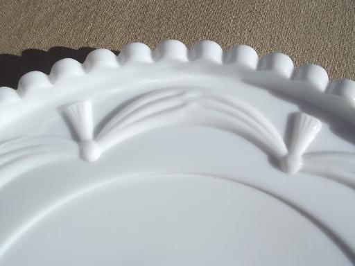 photo of vintage milk glass cake plateau, large low cake stand for a wedding cake #4