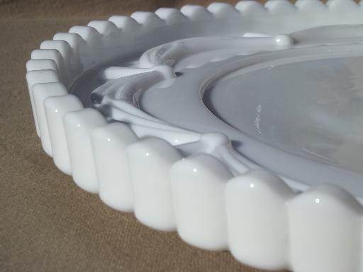 photo of vintage milk glass cake plateau, large low cake stand for a wedding cake #5