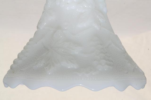 photo of vintage milk glass cake stand, Anchor Hocking grapes harvest grape pattern glass #9