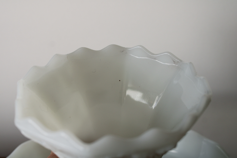 photo of vintage milk glass cake stand, Anchor Hocking harvest grapes pattern glass pedestal plate #8
