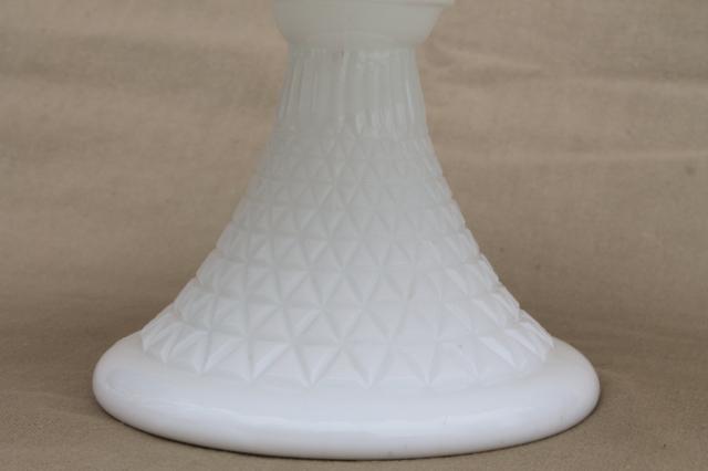 photo of vintage milk glass cake stand, Imperial laced edge lace glass wedding cake plate #7