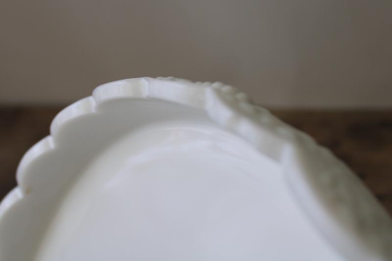 photo of vintage milk glass cake stand, paneled grape pattern wedding cake plate #3