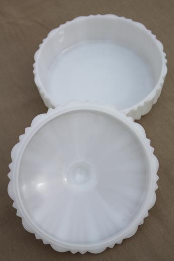 photo of vintage milk glass candy dish, Anchor Hocking Old Cafe pattern round box #4