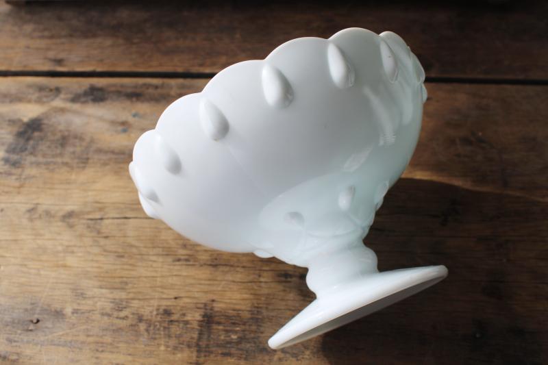 photo of vintage milk glass centerpiece bowl flower vase, Indiana glass teardrop pattern #1