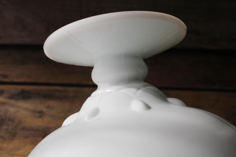 photo of vintage milk glass centerpiece bowl flower vase, Indiana glass teardrop pattern #2