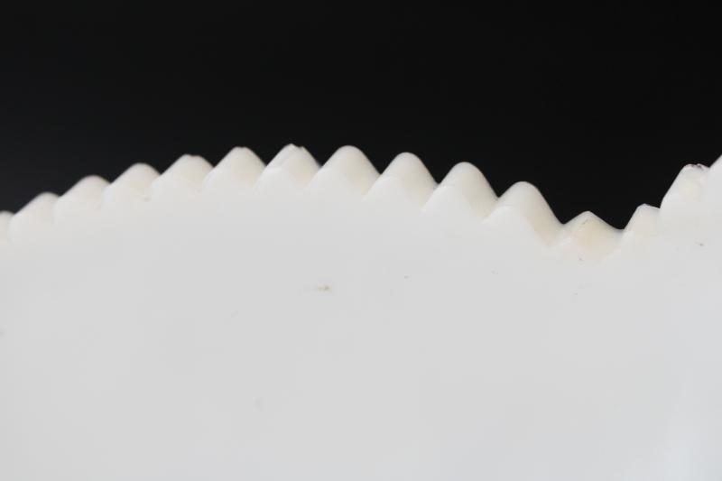 photo of vintage milk glass centerpiece - oval flower bowl, Yutec pattern pressed glass #6