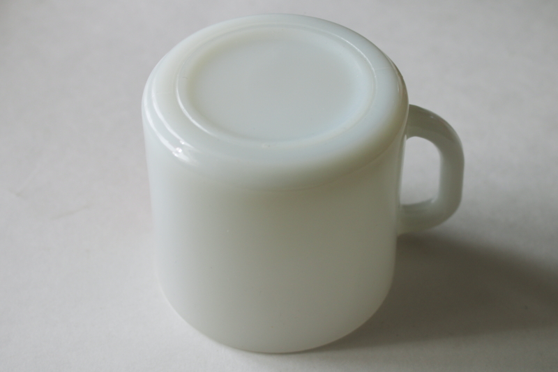 photo of vintage milk glass coffee cup Wisconsin National Guard red white blue print advertising mug #4