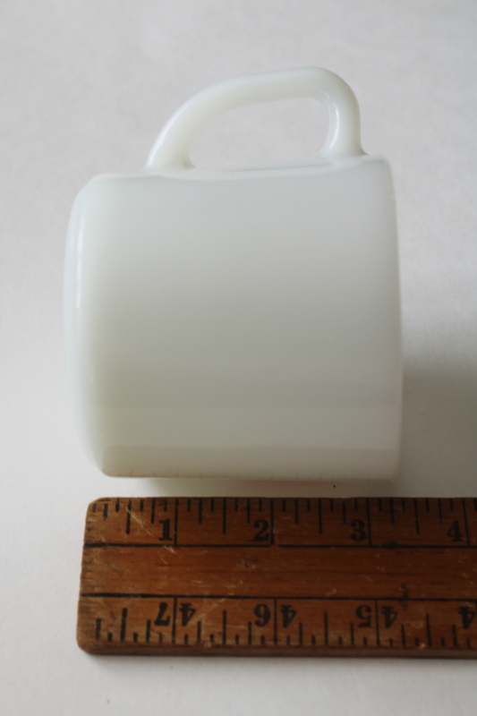 photo of vintage milk glass coffee cup Wisconsin National Guard red white blue print advertising mug #5