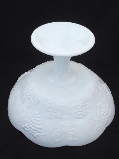 photo of vintage milk glass compote bowl, Indiana harvest grapes pattern milk glass  #4