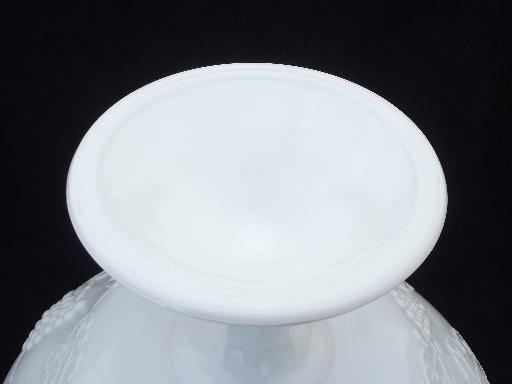 photo of vintage milk glass compote bowl, Indiana harvest grapes pattern milk glass  #5