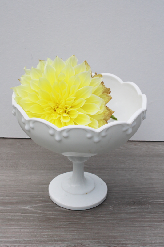 photo of vintage milk glass compote bowl, Indiana teardrop garland pattern glass #1