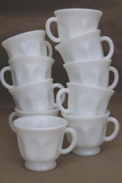 catalog photo of vintage milk glass cups, punch bowl cups or teacups for snack sets