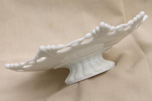 photo of vintage milk glass dessert stands, cake plate & compote Westmoreland ring & petal #4