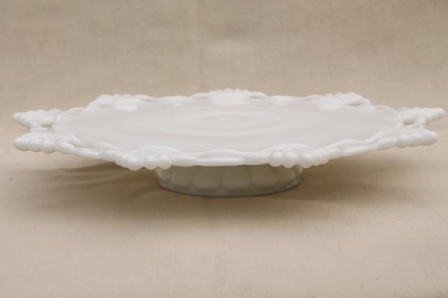 photo of vintage milk glass dessert stands, cake plate & compote Westmoreland ring & petal #7