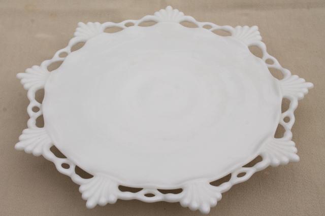 photo of vintage milk glass dessert stands, cake plate & compote Westmoreland ring & petal #8