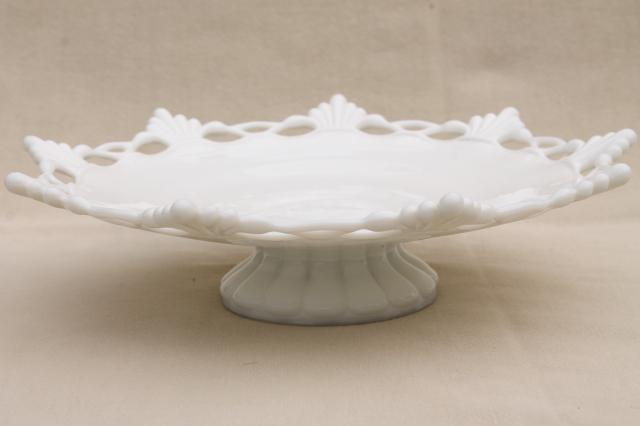 photo of vintage milk glass dessert stands, cake plate & compote Westmoreland ring & petal #12