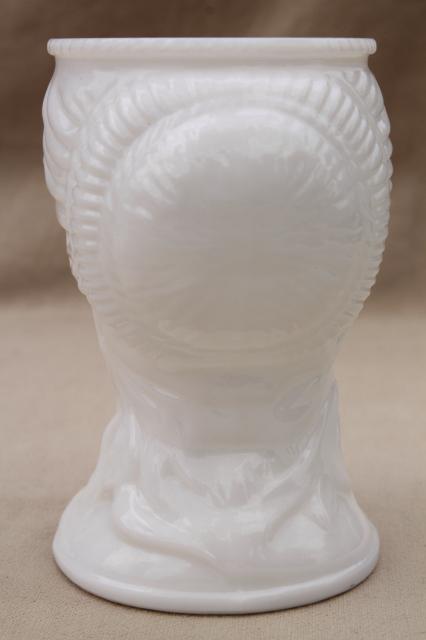 photo of vintage milk glass figural vase, lady head vase bust Jenny Lind #4