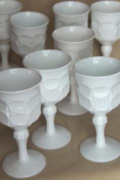 catalog photo of vintage milk glass goblets, Indiana Constellation wine glasses or tall candle holders