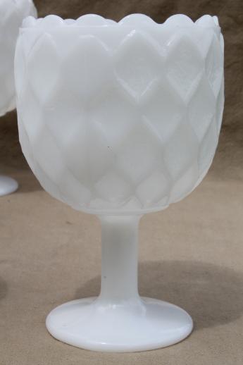 photo of vintage milk glass goblets, large ivy vases or wine glasses, hoffman house style #2