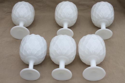 photo of vintage milk glass goblets, large ivy vases or wine glasses, hoffman house style #4