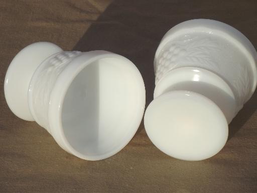 photo of vintage milk glass grape pattern sherbets set, Hazel Atlas kitchen glass? #3