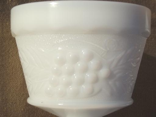 photo of vintage milk glass grape pattern sherbets set, Hazel Atlas kitchen glass? #4