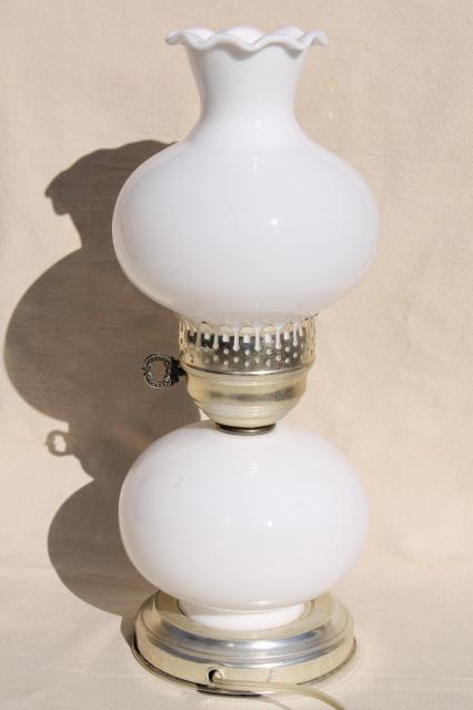 photo of vintage milk glass lamp w/ roses shade, gone with the wind style little boudoir light #3