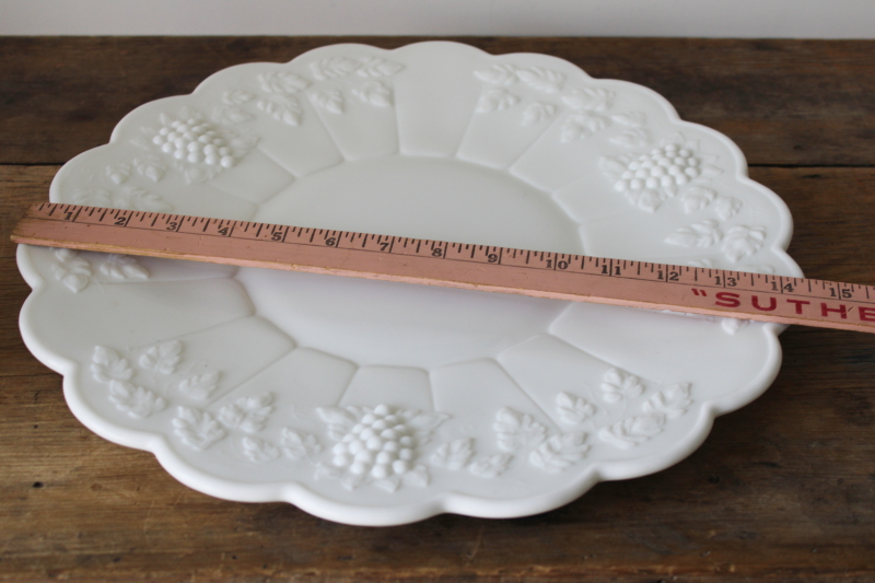 photo of vintage milk glass large torte cake plate, Westmoreland paneled grape pattern  #6