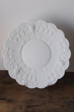 catalog photo of vintage milk glass large torte cake plate, Westmoreland paneled grape pattern 