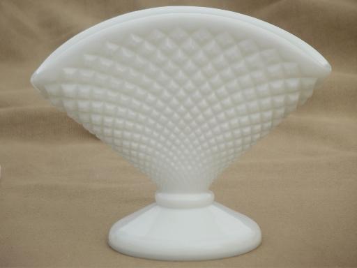 photo of vintage milk glass lot Westmoreland English hobnail pattern tray, vases etc. #3