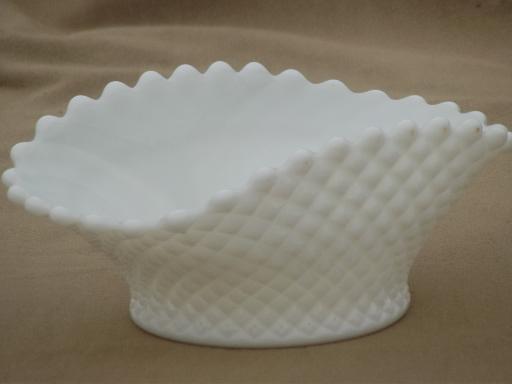 photo of vintage milk glass lot Westmoreland English hobnail pattern tray, vases etc. #7