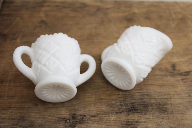 photo of vintage milk glass mini cream & sugar, Thumbelina child's size set Westmoreland #3