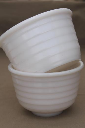 photo of vintage milk glass mixing bowls, retro 50s kitchen glass bowls for electric mixer #1