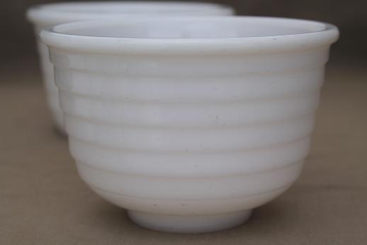 photo of vintage milk glass mixing bowls, retro 50s kitchen glass bowls for electric mixer #2