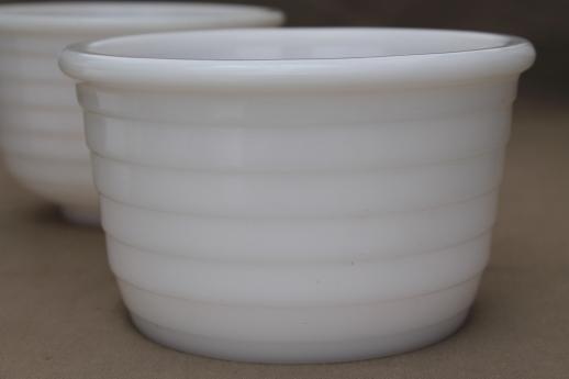 photo of vintage milk glass mixing bowls, retro 50s kitchen glass bowls for electric mixer #3