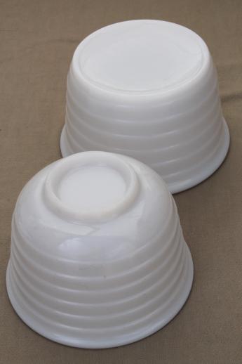 photo of vintage milk glass mixing bowls, retro 50s kitchen glass bowls for electric mixer #7