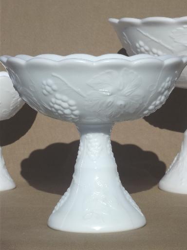 photo of tage milk glass pedestal bowls in tiered sizes for trio set or tower #4