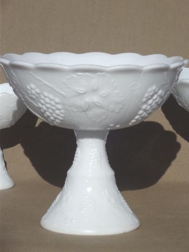 photo of tage milk glass pedestal bowls in tiered sizes for trio set or tower #5