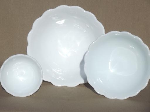 photo of tage milk glass pedestal bowls in tiered sizes for trio set or tower #6