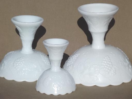 photo of tage milk glass pedestal bowls in tiered sizes for trio set or tower #8