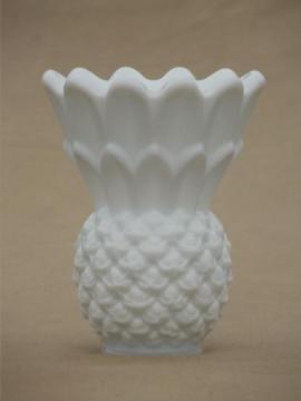 catalog photo of vintage milk glass pineapple vase or match holder, Imperial pineapple?