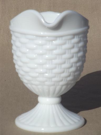 photo of vintage milk glass pitcher, Imperial basket weave pattern glass milk pitcher #2