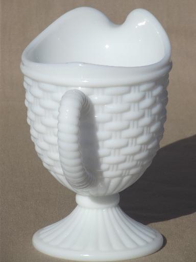 photo of vintage milk glass pitcher, Imperial basket weave pattern glass milk pitcher #3