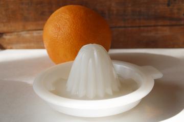 vintage milk glass reamer, hand juicer for oranges or lemon juice