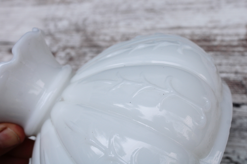 photo of vintage milk glass shade, small lampshade w/ embossed pattern, melon shape opaline glass shade  #2