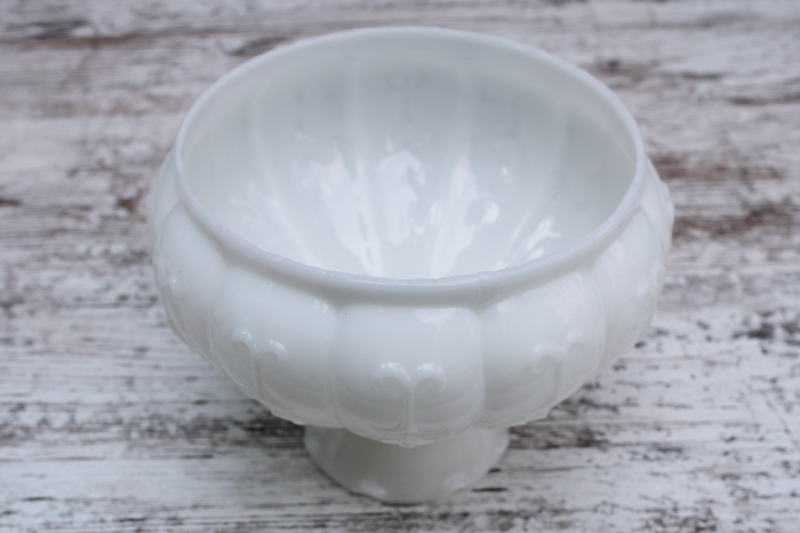 photo of vintage milk glass shade, small lampshade w/ embossed pattern, melon shape opaline glass shade  #3